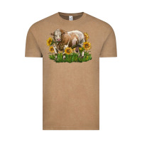 Vintage Coffee simmental bull with sunflowers Vintage Tee - LillyAllenDesigns
