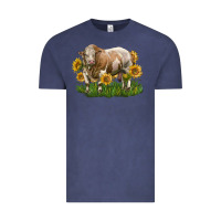 Vintage Denim simmental bull with sunflowers Vintage Tee - LillyAllenDesigns