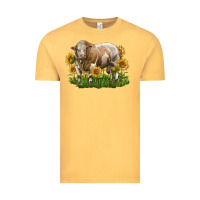 Vintage Mustard simmental bull with sunflowers Vintage Tee - LillyAllenDesigns