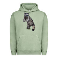 Pigment Oil Green Raccoon Illustrations Urban Hoodie - LillyAllenDesigns