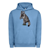 Pigment Pebble Blue Raccoon Illustrations Urban Hoodie - LillyAllenDesigns