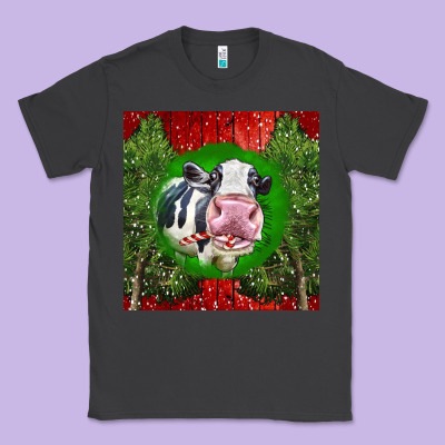 Christmas Holstein Classic Tee Designed By Lillyallendesigns