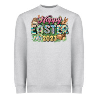 Heather Grey Happy Easter 2023 Heavyweight Sweatshirt - HowdyJamesFarm