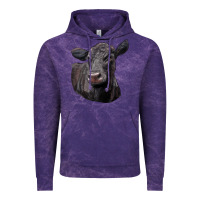 Cloud Purple Black Angus Cow Illustrations Vintage Hoodie - LillyAllenDesigns