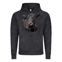 Vintage Black Black Angus Cow Illustrations Vintage Hoodie - LillyAllenDesigns