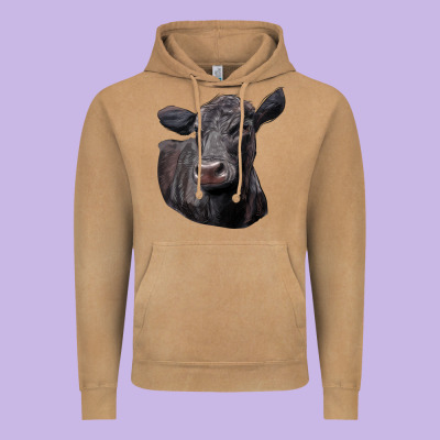 Black Angus Cow Illustrations Vintage Hoodie Designed By Lillyallendesigns