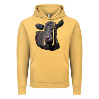 Vintage Mustard Black Angus Cow Illustrations Vintage Hoodie - LillyAllenDesigns