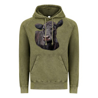 Vintage Olive Black Angus Cow Illustrations Vintage Hoodie - LillyAllenDesigns