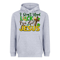 Heather Grey i don't need luck i've got jesus Heavyweight Hoodie - FaDigitalArtStudio