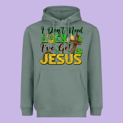 I Don't Need Luck I've Got Jesus Heavyweight Hoodie Designed By Fadigitalartstudio