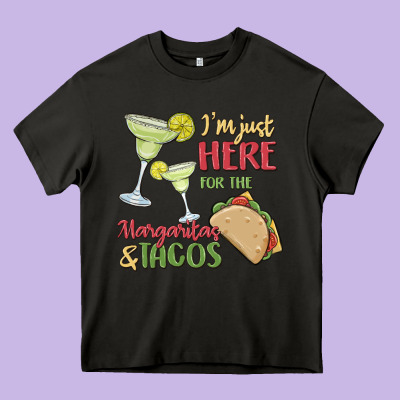 I'm Here For The Margaritas And Tacos Heavy Core Tee Designed By Maliassmallbusiness