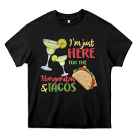 Black i'm here for the margaritas and tacos Heavy Core Tee - MaliasSmallBusiness