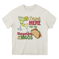 Cream i'm here for the margaritas and tacos Heavy Core Tee - MaliasSmallBusiness