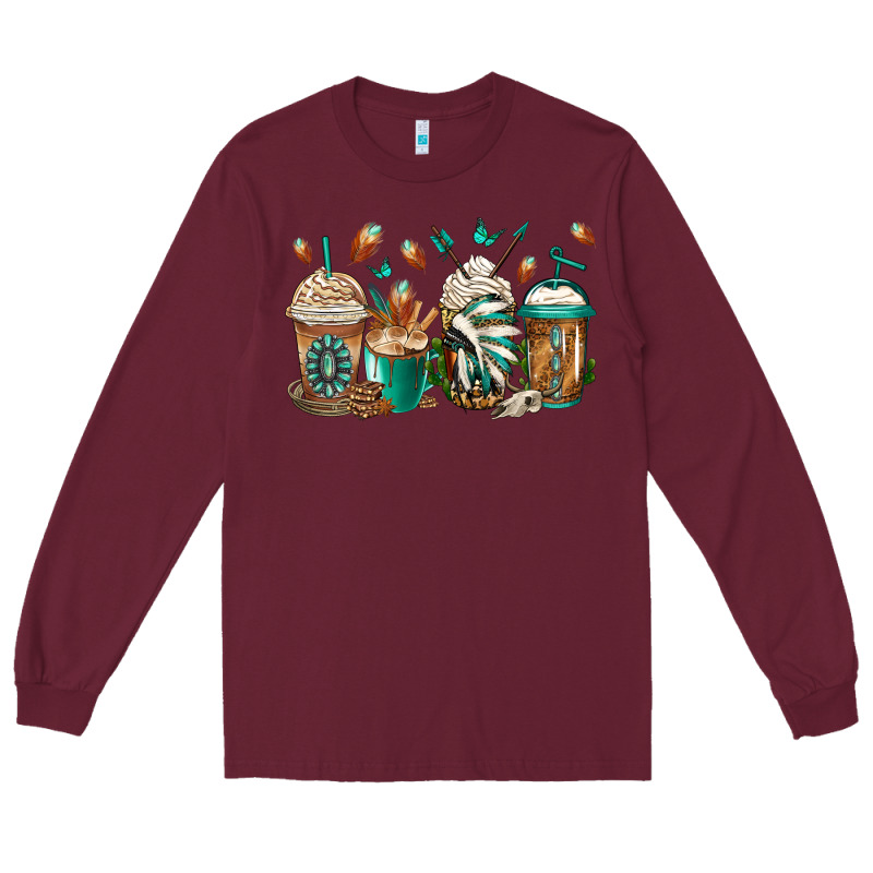 Indian Headdress Coffee Cups Long Sleeve Tee by Jasminsmagicworld | Teevron