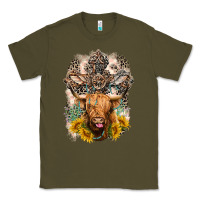 Army Green Western Heifer Cow with crosses Classic Tee - LillyAllenDesigns