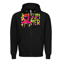 Black Summer Girls Flamingo Zipper Hoodie - CowCowDesign