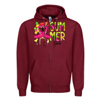 Burgundy Summer Girls Flamingo Zipper Hoodie - CowCowDesign