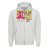 Dove Grey Summer Girls Flamingo Zipper Hoodie - CowCowDesign