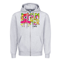 Heather Grey Summer Girls Flamingo Zipper Hoodie - CowCowDesign