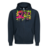 Navy Summer Girls Flamingo Zipper Hoodie - CowCowDesign