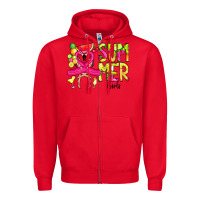 Red Summer Girls Flamingo Zipper Hoodie - CowCowDesign