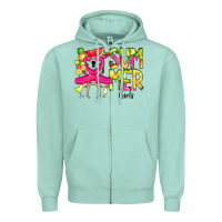 Seafoam Summer Girls Flamingo Zipper Hoodie - CowCowDesign