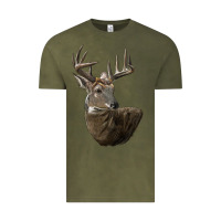 Vintage Olive white tailed buck deer head Vintage Tee - LillyAllenDesigns
