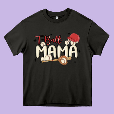 T Ball Mama Baseball Heavy Core Tee Designed By Maliassmallbusiness