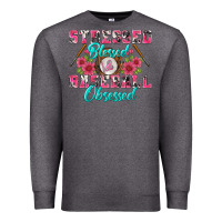 Charcoal Heather stressed blessed & baseball obsessed Premium Sweatshirt - BundleAndBundleShop