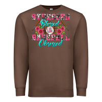 Chestnut stressed blessed & baseball obsessed Premium Sweatshirt - BundleAndBundleShop