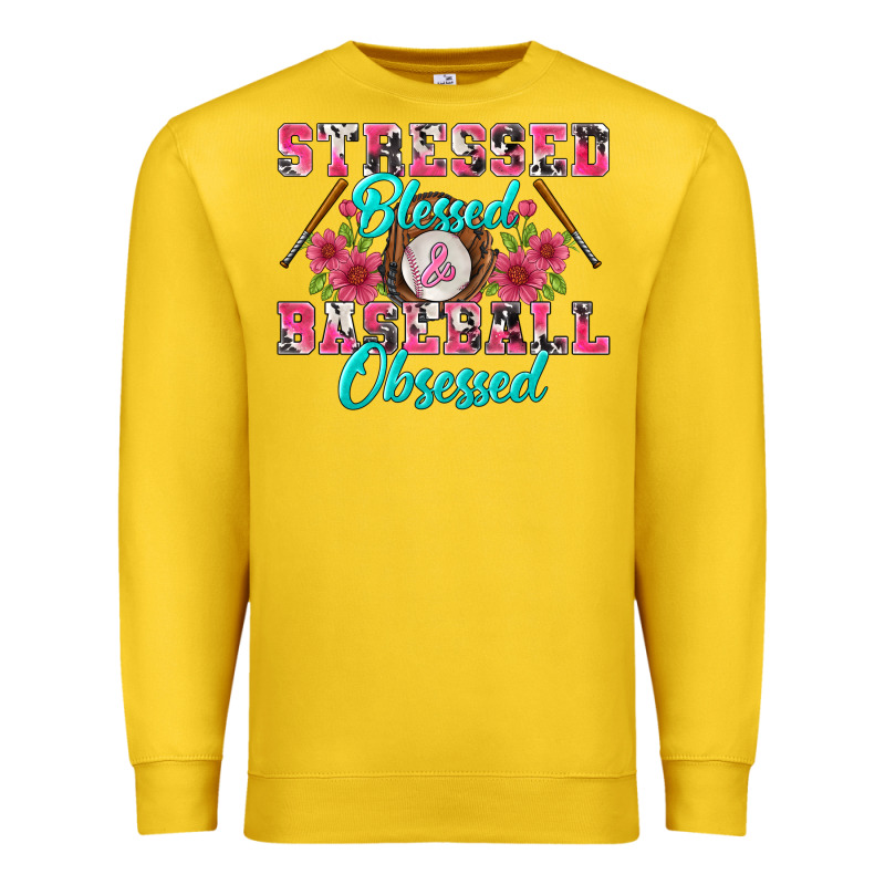 Stressed Blessed & Baseball Obsessed Premium Sweatshirt by BundleAndBundleShop | Teevron
