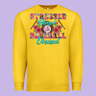 Stressed Blessed & Baseball Obsessed Premium Sweatshirt Designed By Bundleandbundleshop