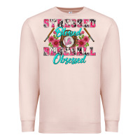 Pale Pink stressed blessed & baseball obsessed Premium Sweatshirt - BundleAndBundleShop