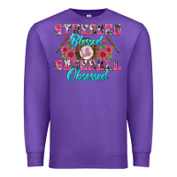 Purple stressed blessed & baseball obsessed Premium Sweatshirt - BundleAndBundleShop