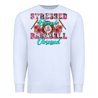 White stressed blessed & baseball obsessed Premium Sweatshirt - BundleAndBundleShop