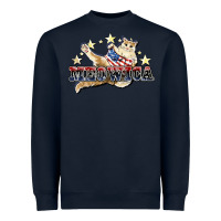 Navy Meowica cat 4th of july Heavyweight Sweatshirt - HowdyJamesFarm