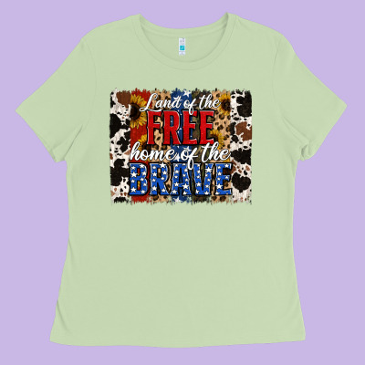 Land Of The Free  Th Of July Brushstroke Ladies Tee Designed By Jasminsmagicworld