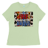 Matcha land of the free  th of july brushstroke Ladies Tee - Jasminsmagicworld