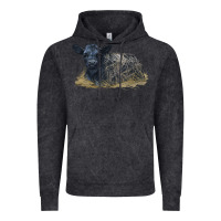 Vintage Black Black Angus Calf Illustrations Vintage Hoodie - LillyAllenDesigns