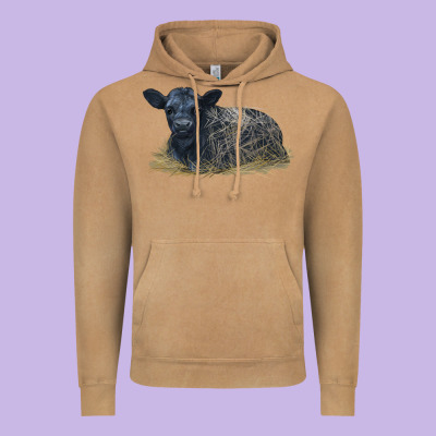 Black Angus Calf Illustrations Vintage Hoodie Designed By Lillyallendesigns