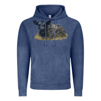 Vintage Denim Black Angus Calf Illustrations Vintage Hoodie - LillyAllenDesigns