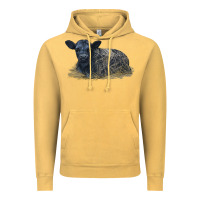 Vintage Mustard Black Angus Calf Illustrations Vintage Hoodie - LillyAllenDesigns