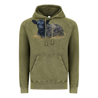 Vintage Olive Black Angus Calf Illustrations Vintage Hoodie - LillyAllenDesigns