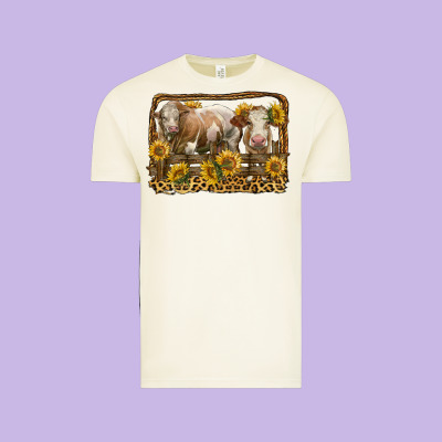 Simmental Bull And Heifer With Sunflowers Vintage Tee Designed By Lillyallendesigns