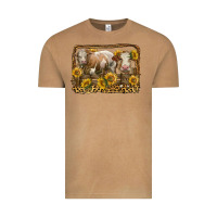 Vintage Camel simmental bull and heifer with sunflowers Vintage Tee - LillyAllenDesigns