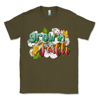 Army Green Grow In Faith Classic Tee - LillyAllenDesigns