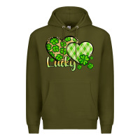 Army Green St. Patrick's Lucky hearts Premium Hoodie - OliviaCreatesArt