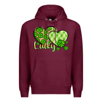 Burgundy St. Patrick's Lucky hearts Premium Hoodie - OliviaCreatesArt