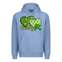 Colony Blue St. Patrick's Lucky hearts Premium Hoodie - OliviaCreatesArt