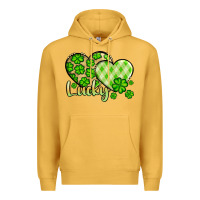 Mustard St. Patrick's Lucky hearts Premium Hoodie - OliviaCreatesArt